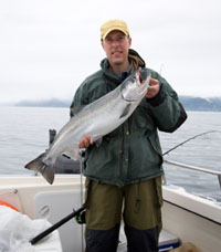 Fisherman with salmon