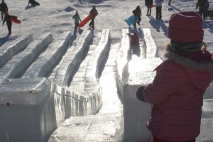 Kids Park Slides Ice slides at 2012 BP Ice Art Championship in Fairbanks Alaska
