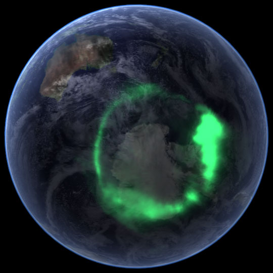 aurora_ring Aurora above Antarctica, from space