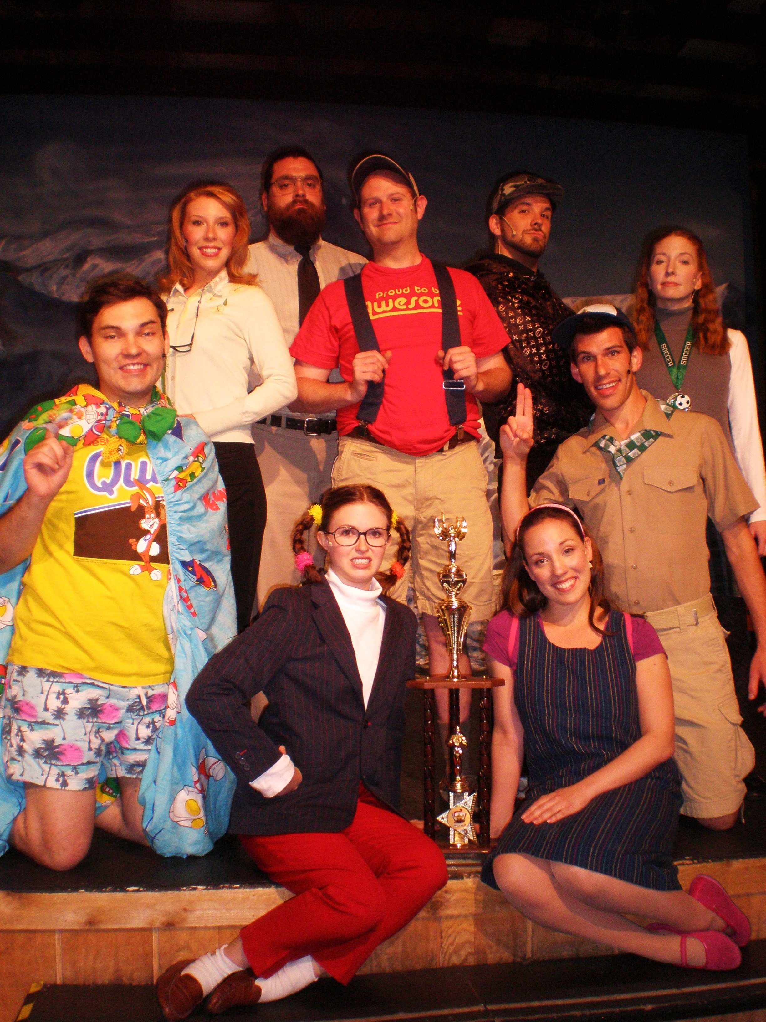 The cast of Putnam County Spelling Bee at Denali Dinner Theatre. Photo courtesy Princess Lodges. Putnam Country Spelling Bee cast photo