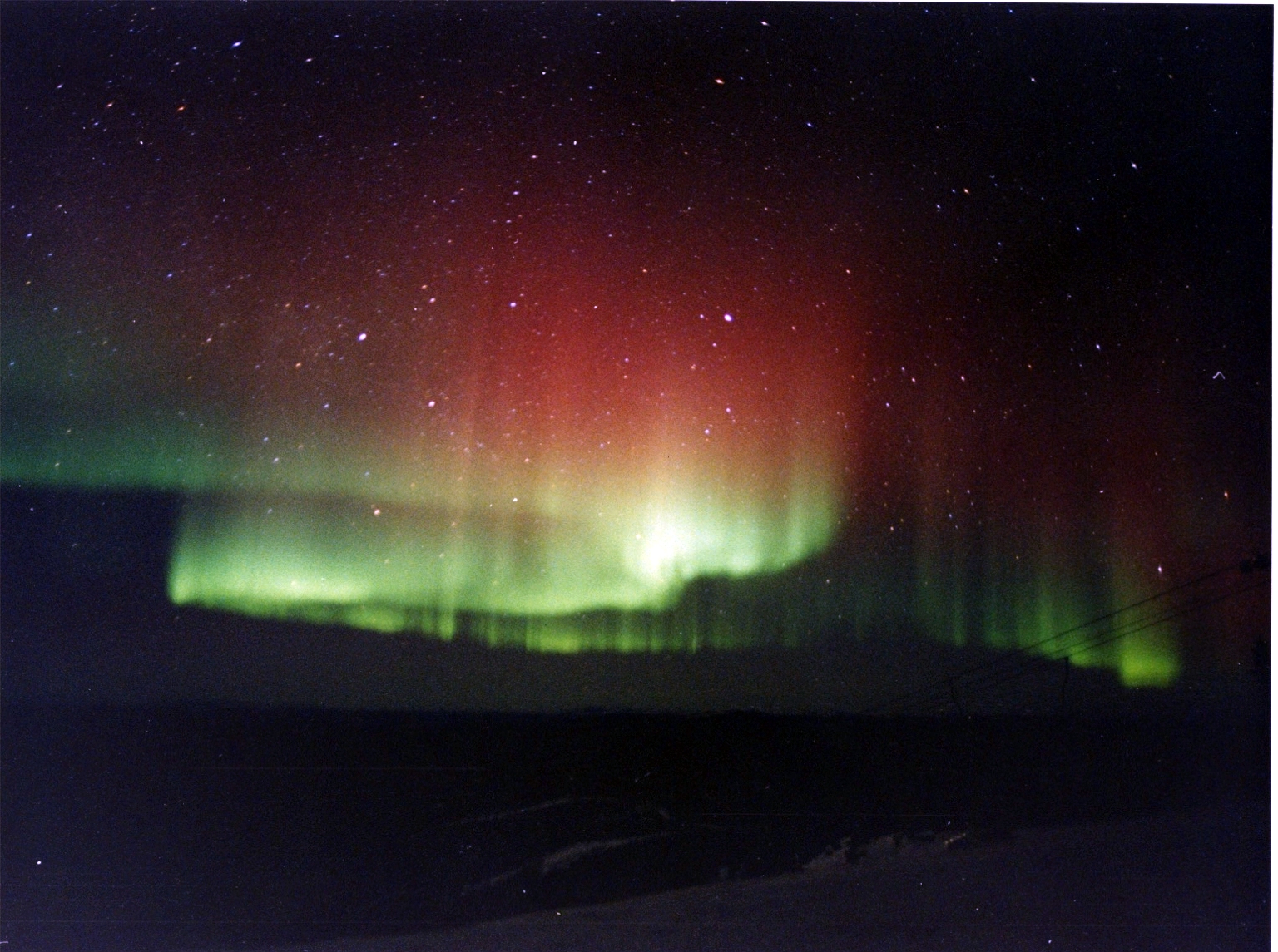 Red_and_green_aurora The Northern Lights in a blazing red above Fairbanks